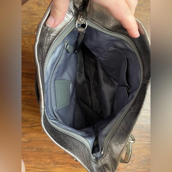 COACH Brooke Hobo Metallic Silver Leather Shoulder Bag - Picture 2 of 3